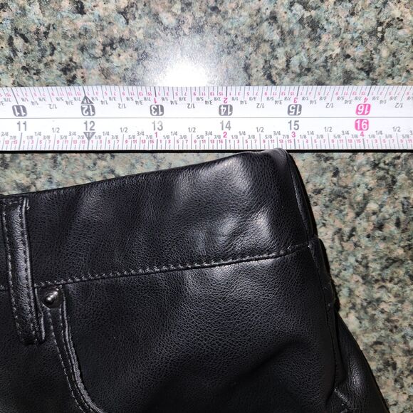 Zenana Black Wide Leg Faux Vegan Leather Pants Women L Button Zipper Closure - Picture 4 of 6